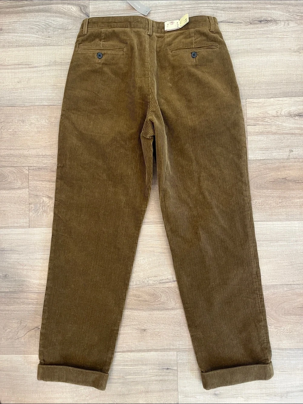 New Wallace & Barnes x J. Crew Men's Brown Corduroy Pleated Trousers Size 32W